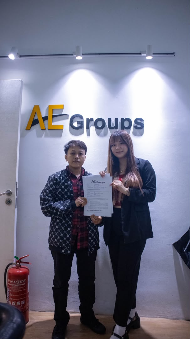 Chloe with a candidate at the AE Groups office
