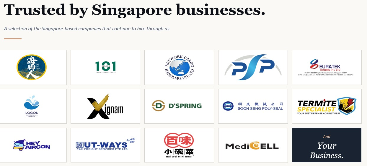 Selection of Singapore business logos that have worked with AE Groups
